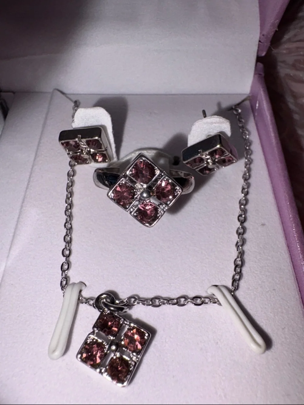 ONKY Silver Bangle Watch & Purple Crystal Jewelry Set - Women's Accessories. NIB